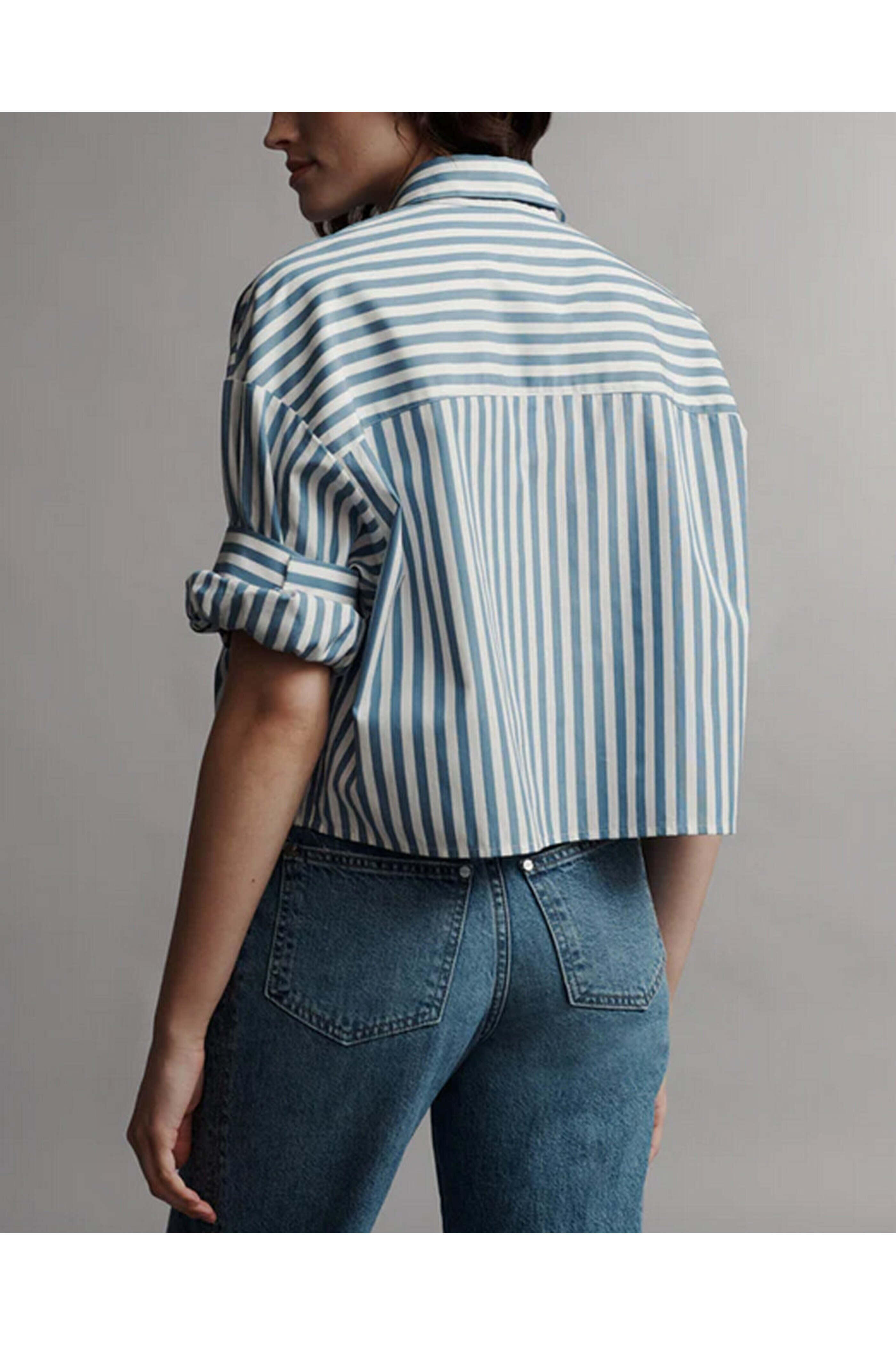 TWP - White and Vintage Denim Stripe Next Ex Shirt