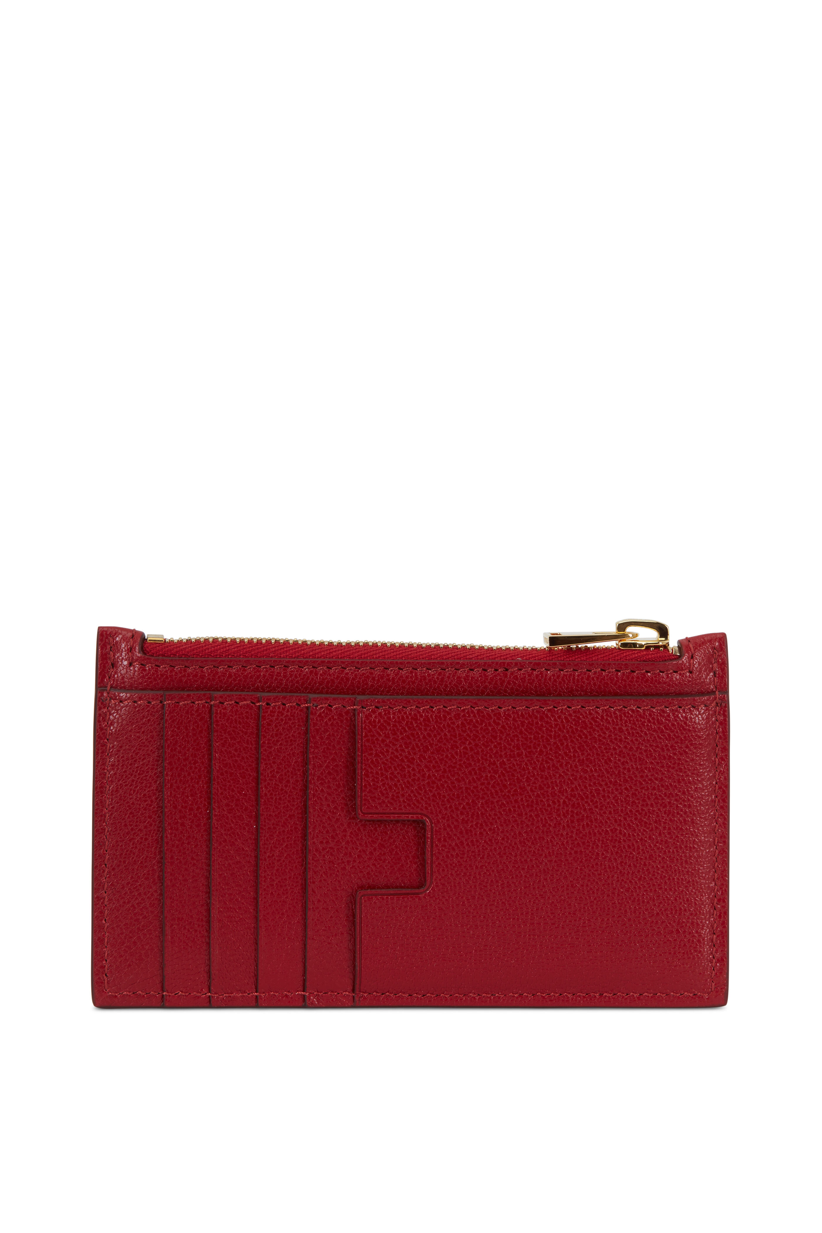 【関税＆送料込み】Tom Ford Zipped Card Holder Accessories Tom Ford - Dark Red Slim Zip Card Holder | Mitchell Stores