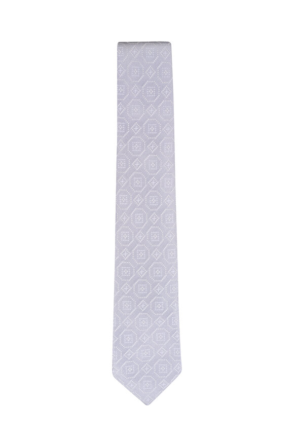 Brunello Cucinelli Pearl Geometric Print Silk Necktie