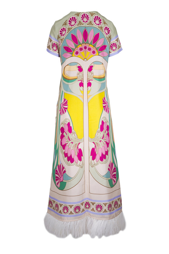 La DoubleJ Tulip Placée Green Feather Hem Swing Dress - view 2
