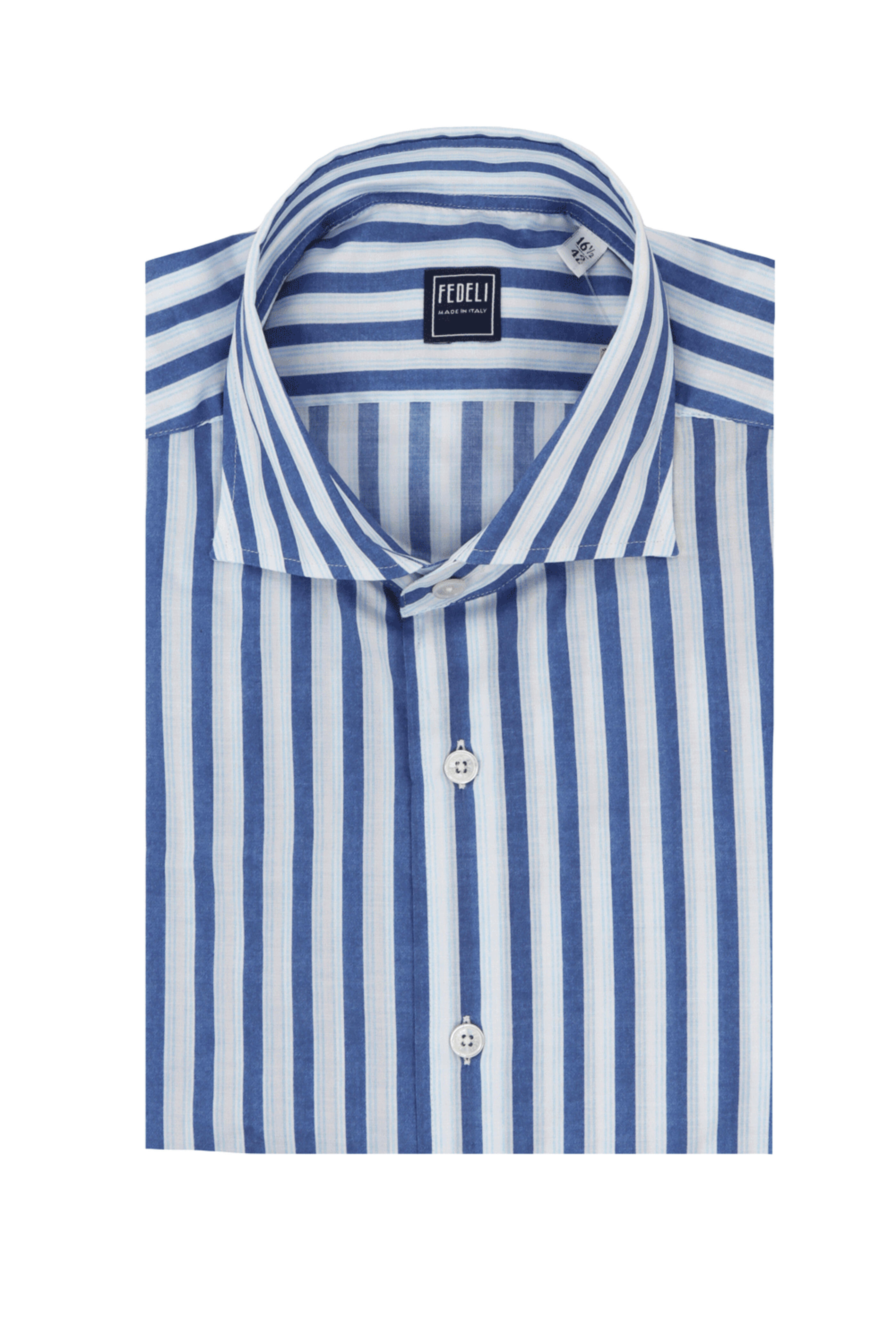 Fedeli - Blue and White Striped Sportshirt