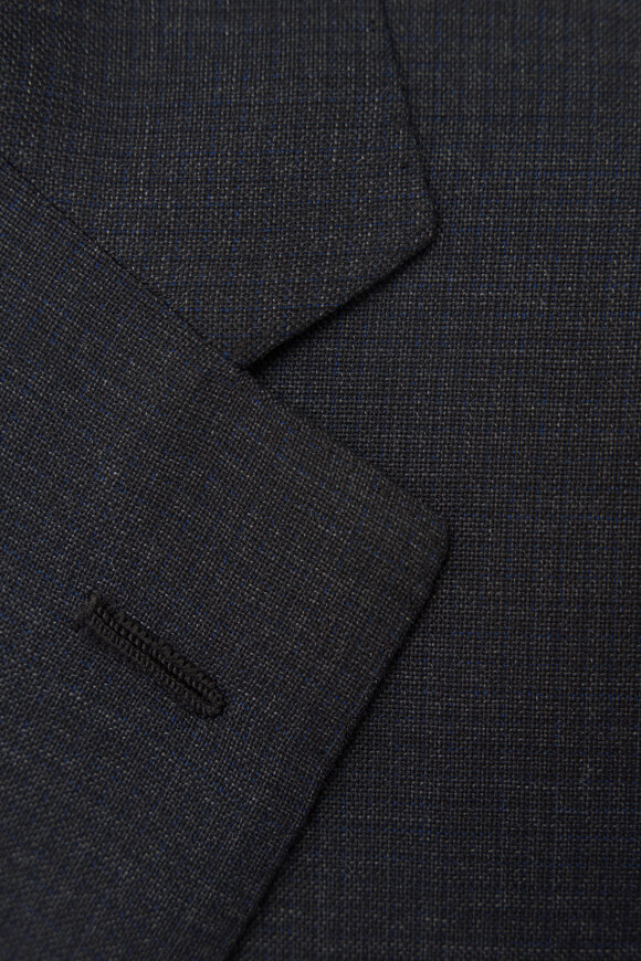 Brioni - Charcoal Gray & Blue Microcheck Wool Suit 