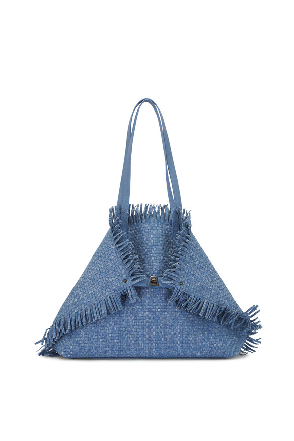 Akris Medium Gray Sky Shoulder Tote