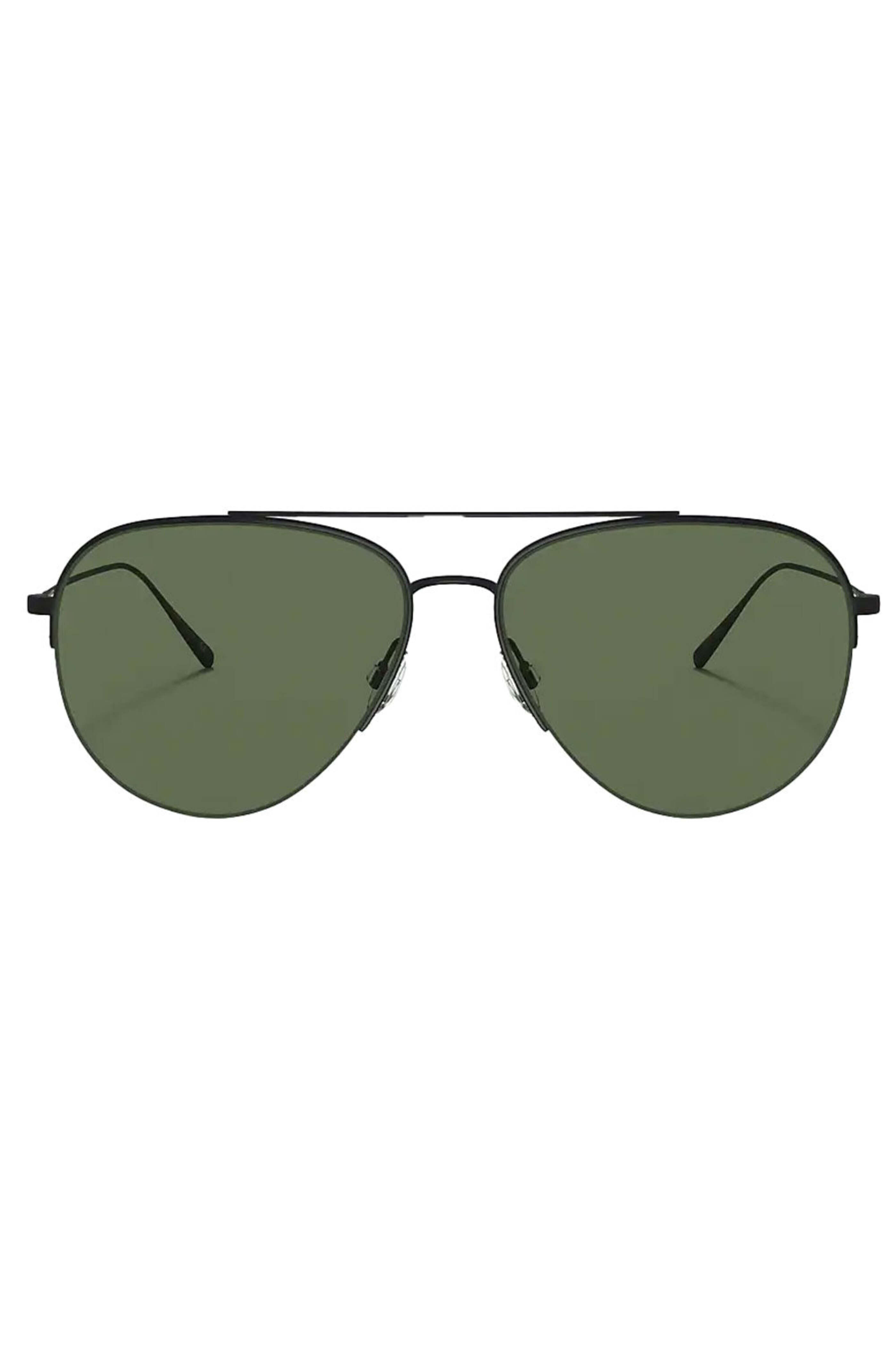 Oliver Peoples - Cleamons Matte Black Polar Green Lens Sunglasses