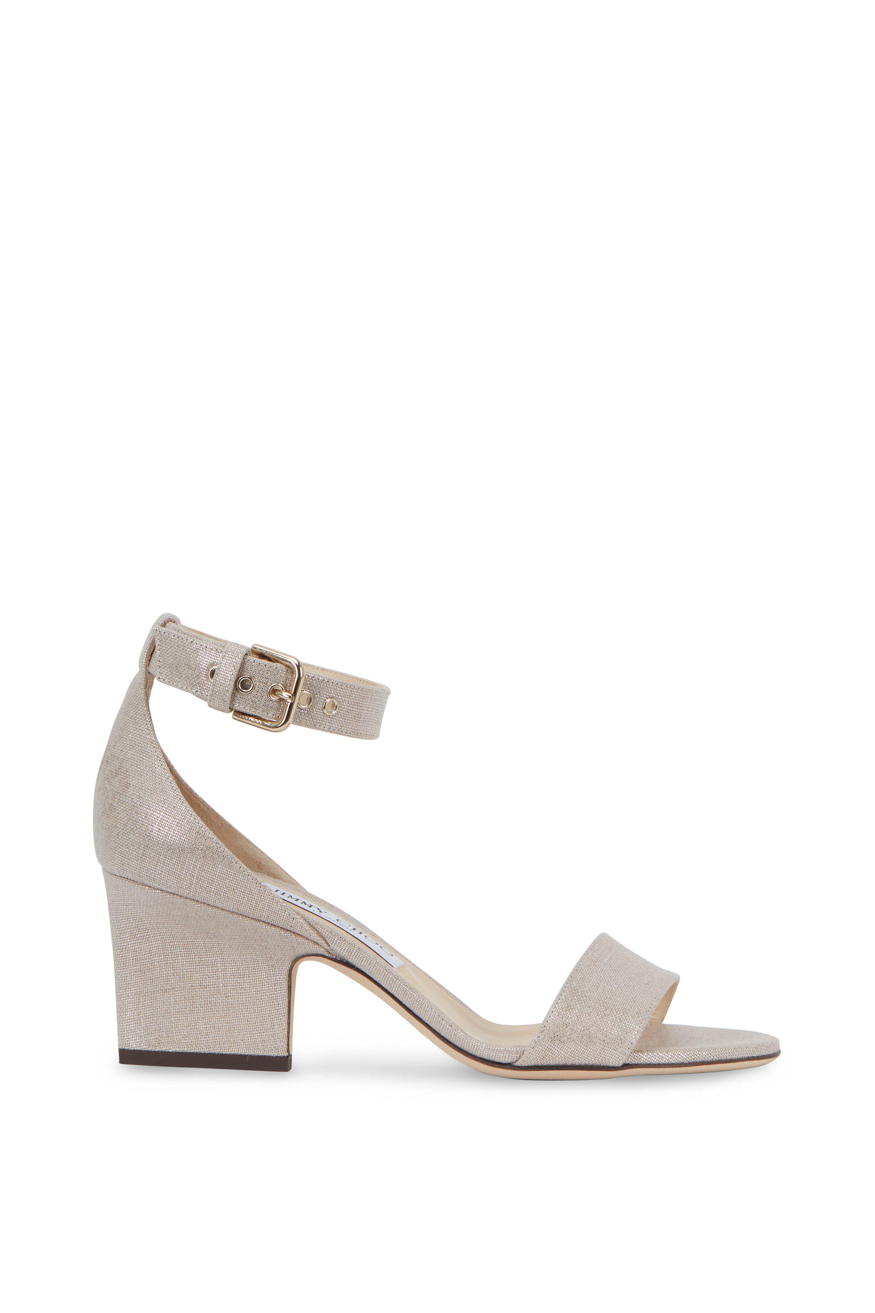 Jimmy Choo - Edina Natural Metallic Linen Sandal, 65mm