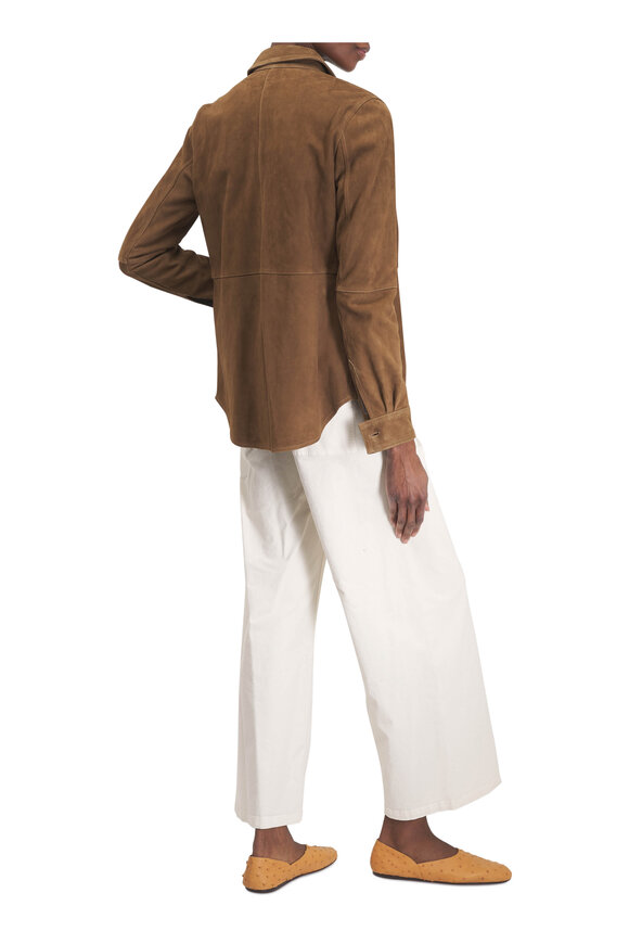 Totême Brown Suede Button Down Shirt - view 4