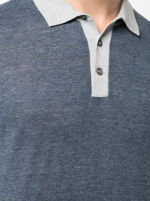 Brunello Cucinelli - Blue Linen & Cotton Polo