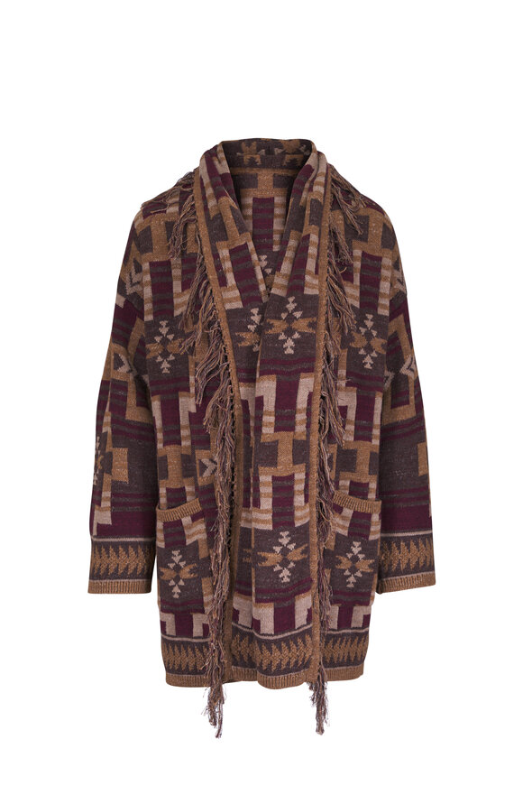 L'Agence Jair Java & Burgundy Multicolor Fringe Cardigan - view 1