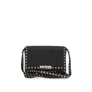 【関税&送料込】Valentino Garavani Black Leather Rockstud Un Valentino Garavani - Rockstud Black Leather Small Crossbody Bag
