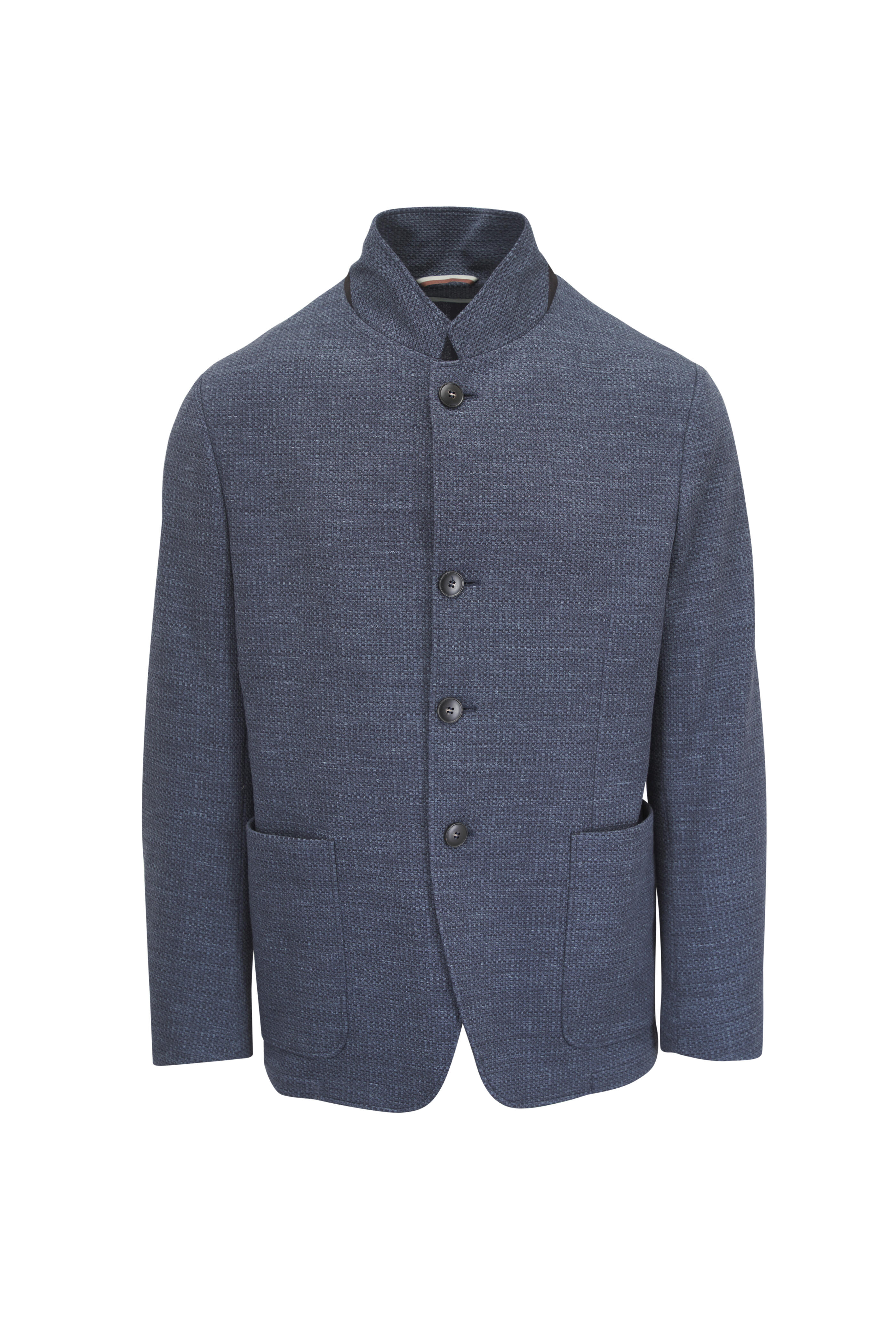 Canali - Medium Blue Textured Hybrid Jacket - view 3