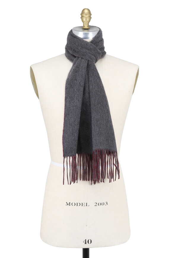 Raffi - Cranberry & Iron Double-Faced Cashmere Scarf 