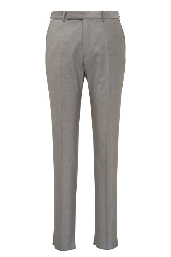 Zegna Tan Twill Wool Dress Pant