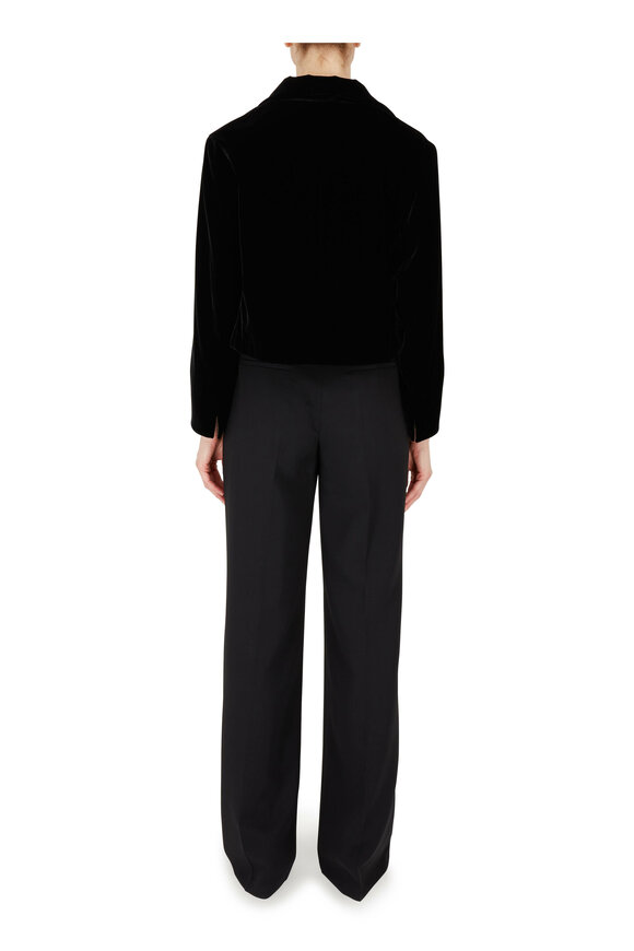 Akris - Black Wool Wide Leg High-Rise Pant