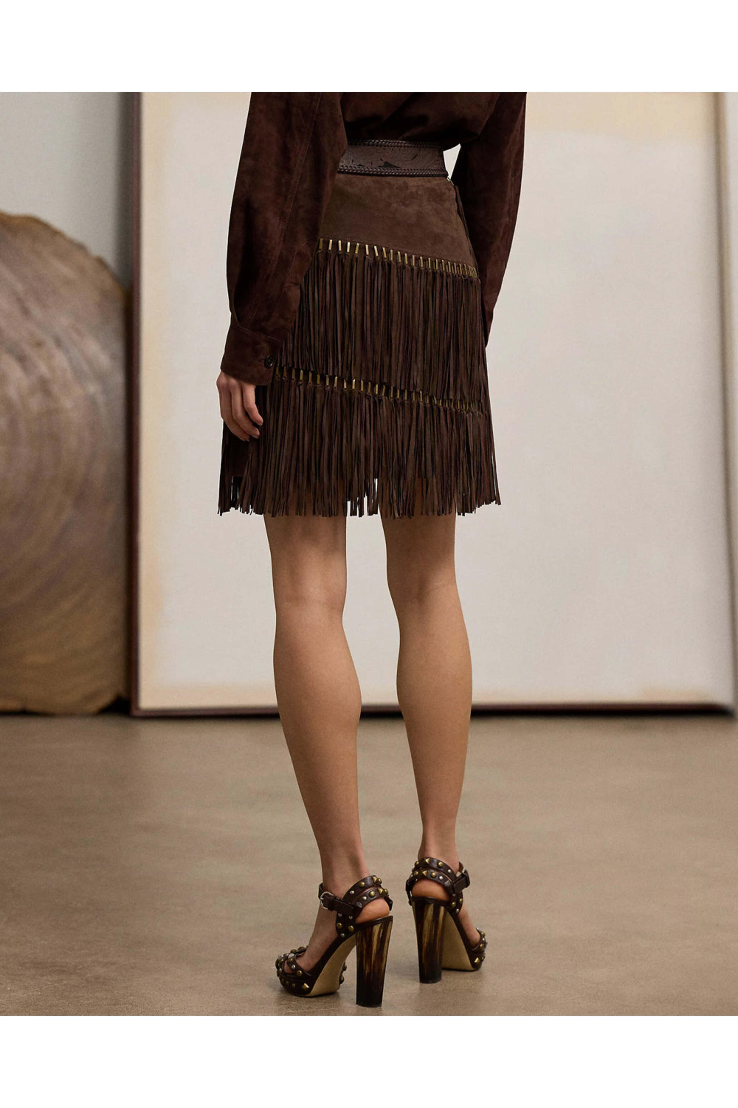 Ralph Lauren - Mocha Suede Brielle Mini Pencil Skirt