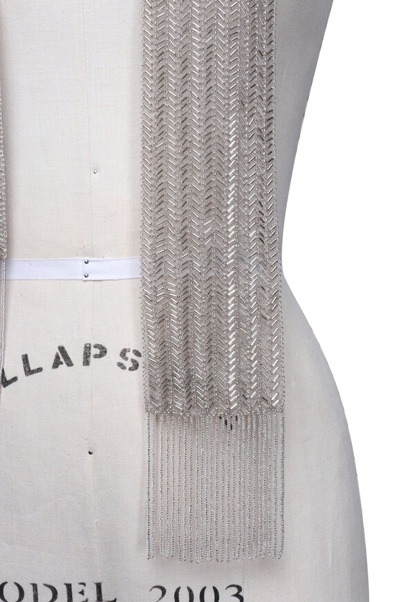 Ralph Lauren Silver Georgette Beaded Scarf - view 2