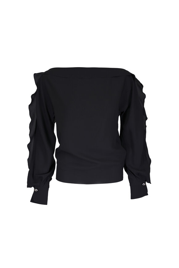 The Row - Black & Cream Floral Kimono Silk Top | Mitchell Stores