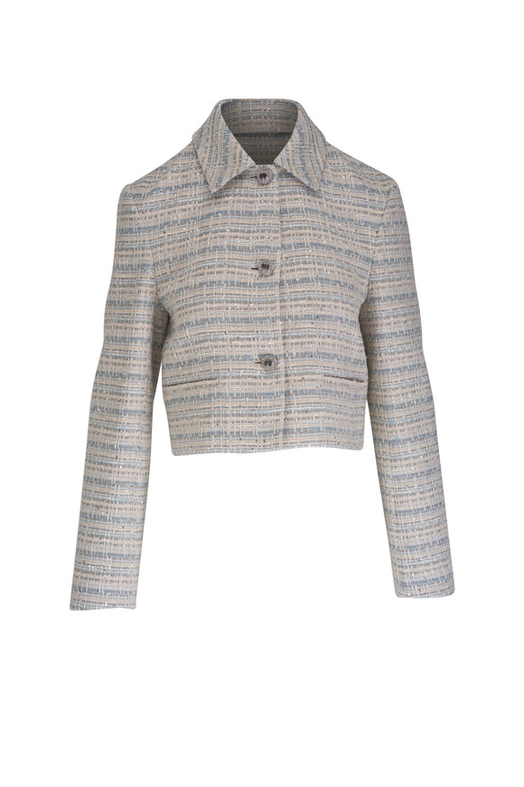 Valentino Azure Multi Tweed Short Jacket