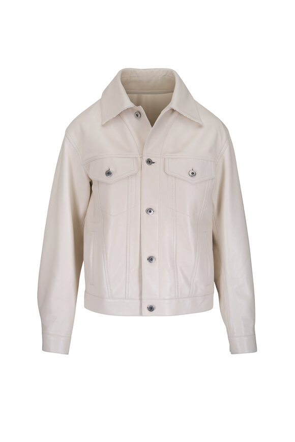 Bottega Veneta Off White Intrecciato Leather Jacket - view 1