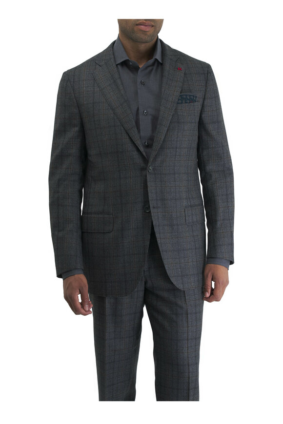 Isaia - Medium Gray Glen Plaid Wool Suit