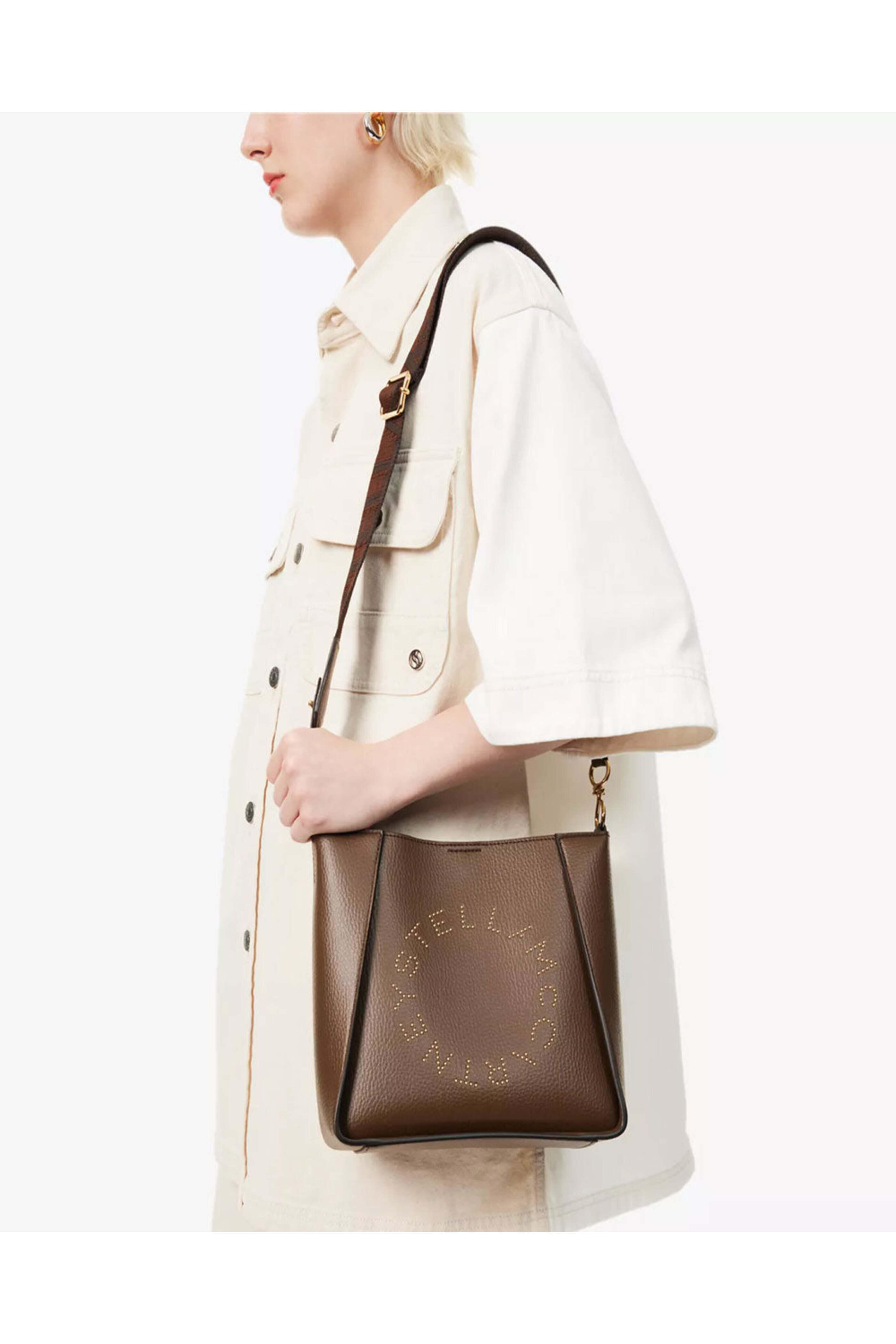 Stella McCartney - Mini Embossed Crossbody Bag in Brown