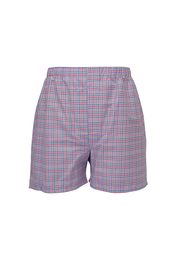 Tiger Mountain - Pink & Blue Check Cotton Boxer Shorts