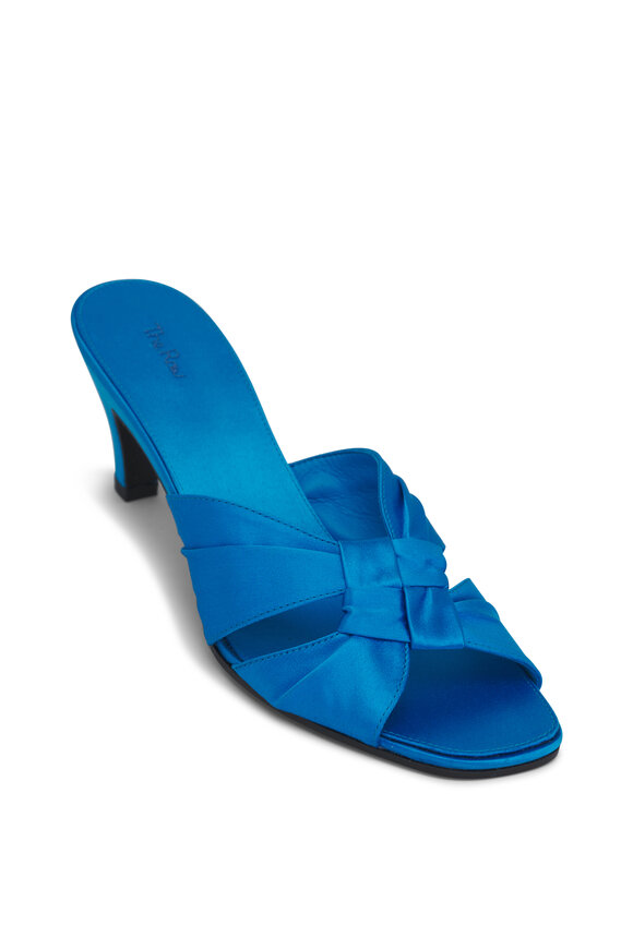 The Row - Soft Knot Pool Blue Satin Sandal, 70mm