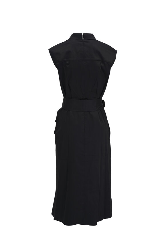 Carolina Herrera - Black Drape Skirt Cotton Shirt Dress 