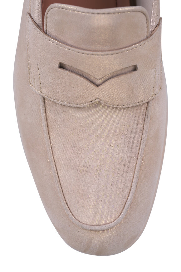 Santoni Carla Gold Suede Penny Loafer - view 4