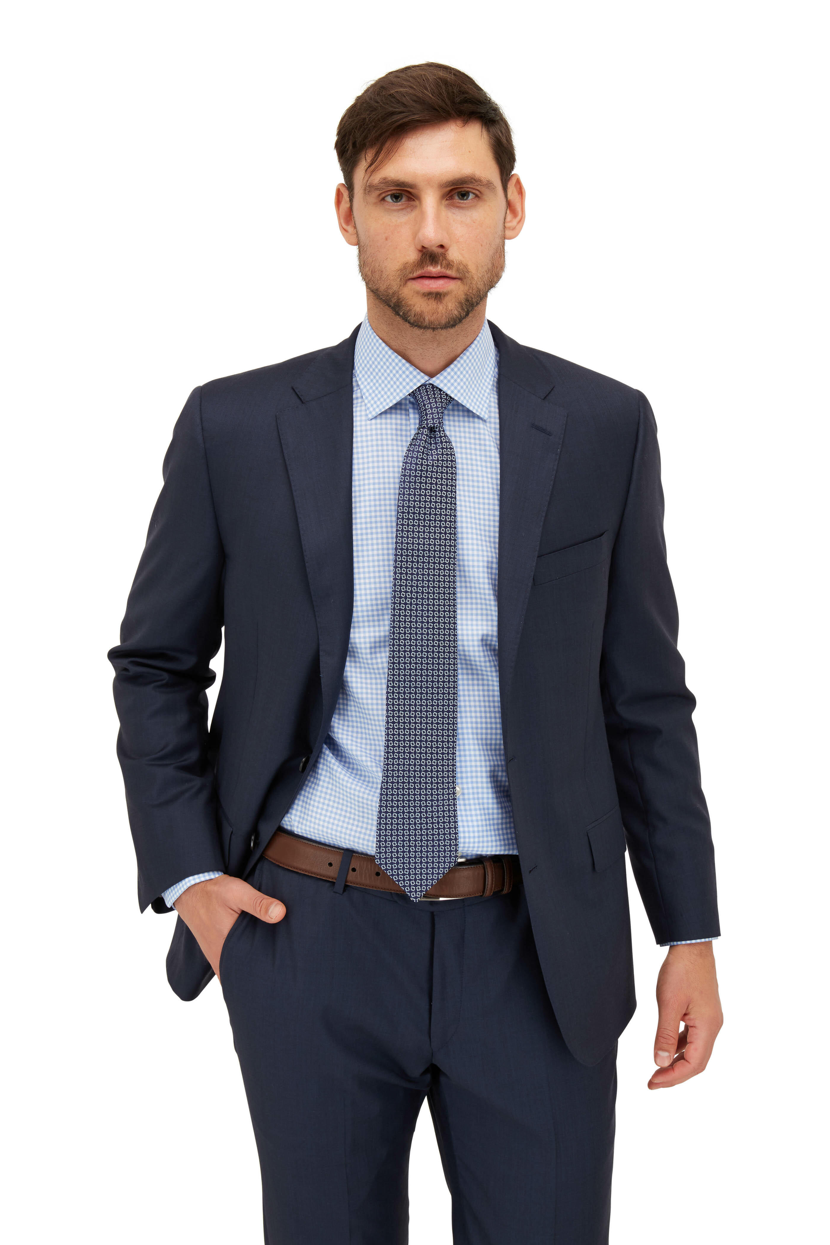 Hickey Freeman - Solid Navy Worsted Wool Suit