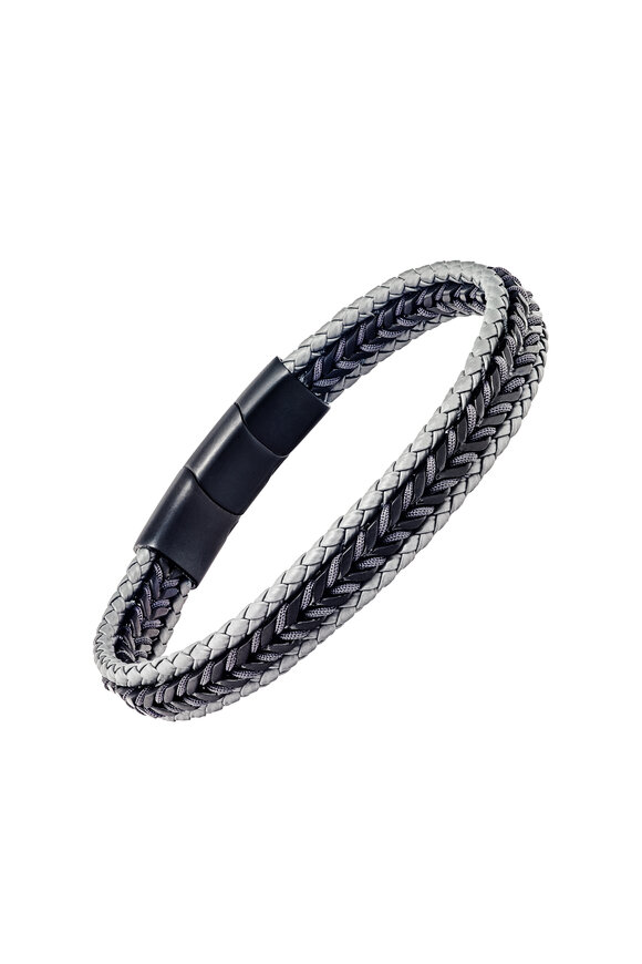 Jan Leslie Sterling Silver Leather Braided Bracelet