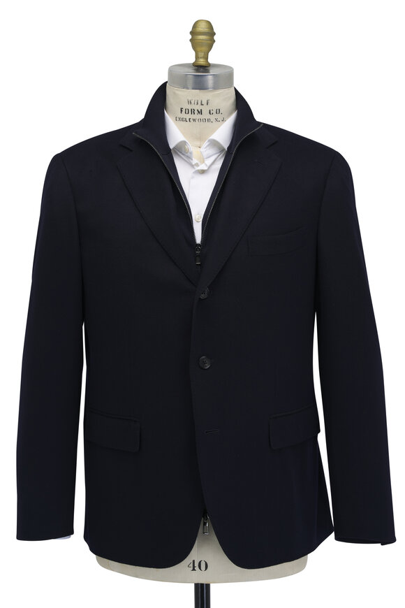 Brunello Cucinelli - Dark Blue Hybrid Suede & Cotton Full