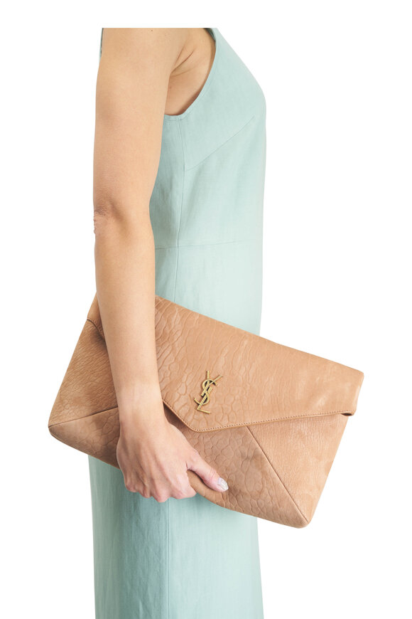 Saint Laurent Cassandre Honey Caramel Leather Chain Clutch - view 2