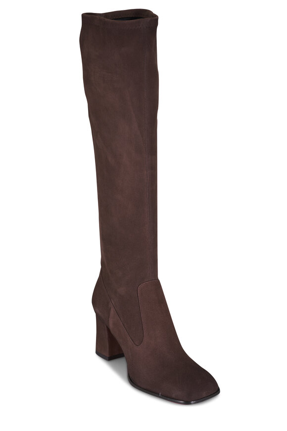 Santoni Carla Cafe Brown Suede Tall Boot, 65mm - view 1