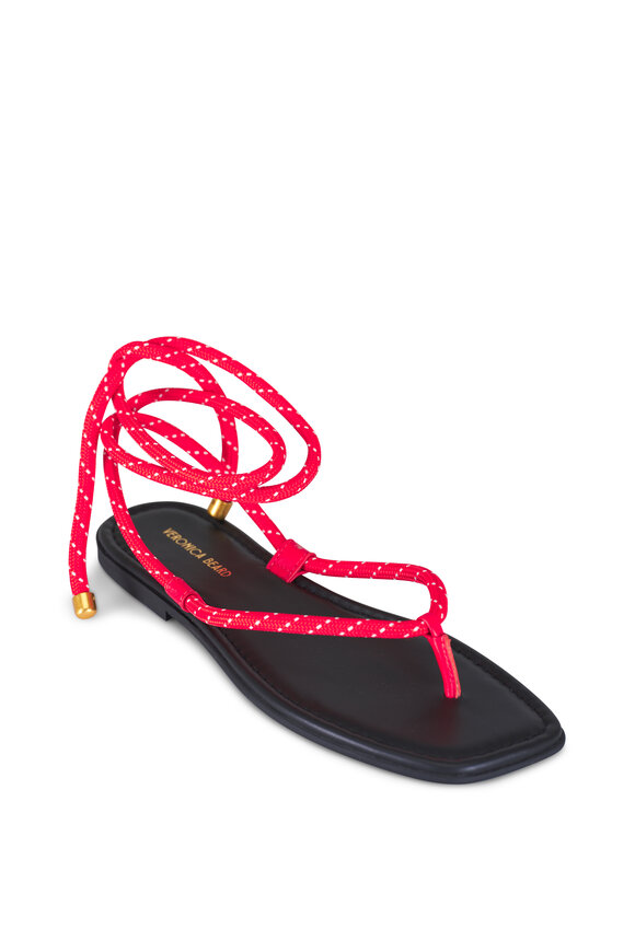 Veronica Beard Carmina Cord Red Wrap Sandal