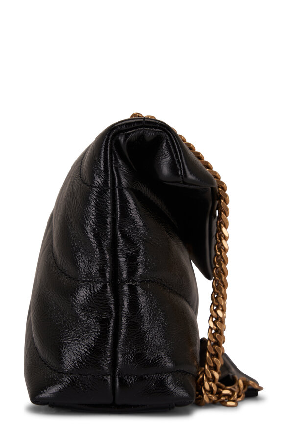 Saint Laurent - Mini Puffer Black Crinkled Leather Bag