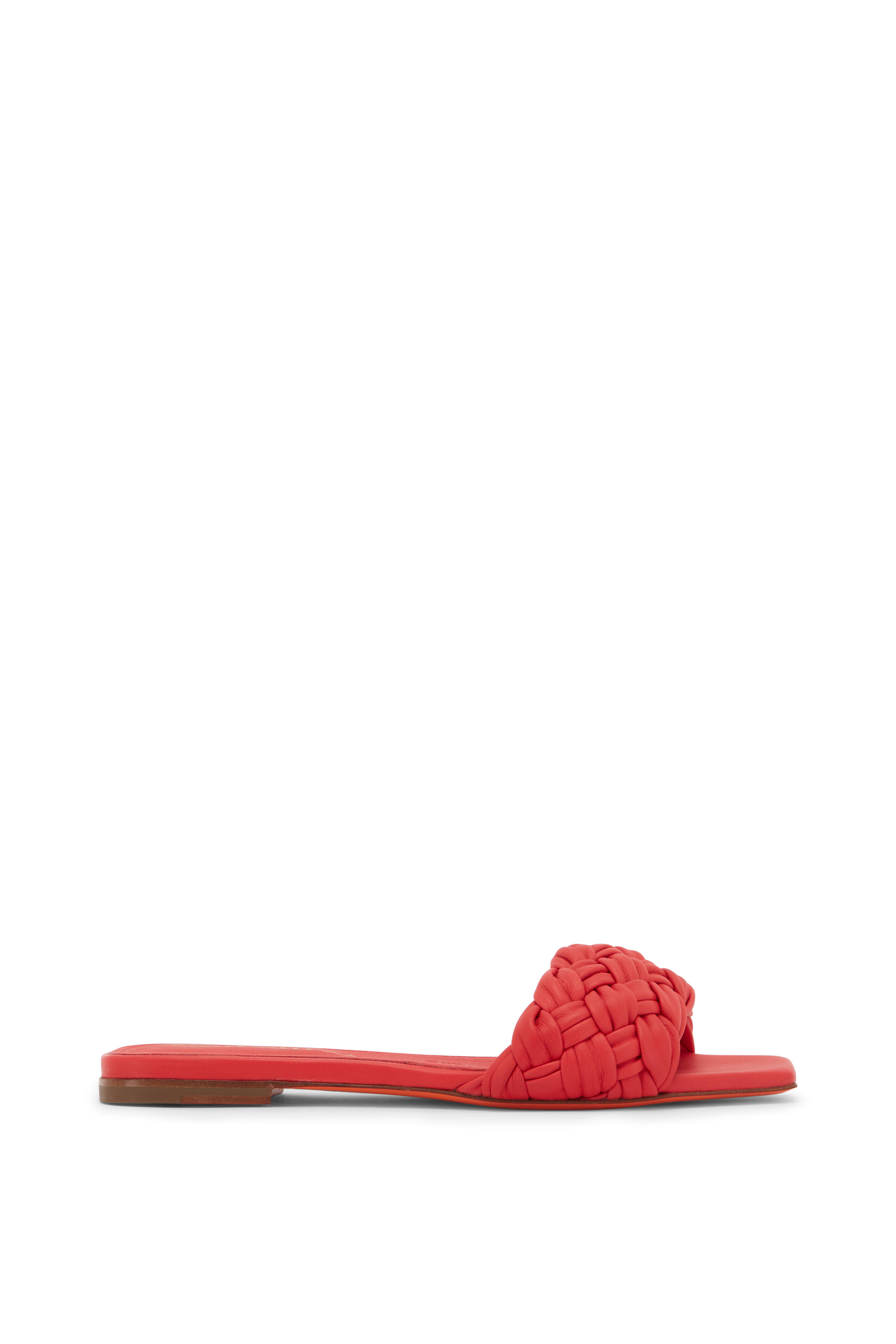 Santoni - Frozen Summer Red Woven Leather Flat Sandal
