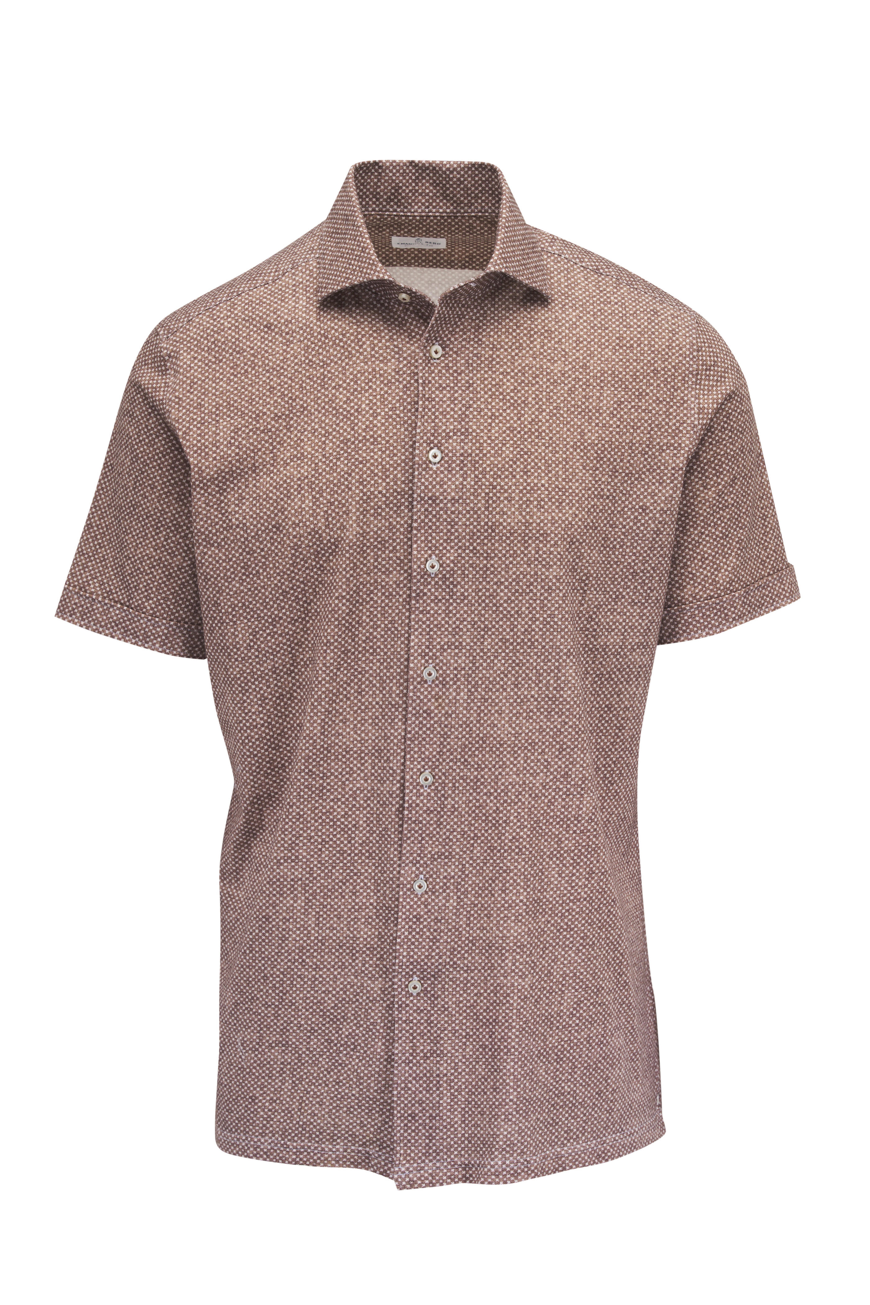 Emanuel Berg - Pablo Brown Mini Print Short Sleeve Button Down