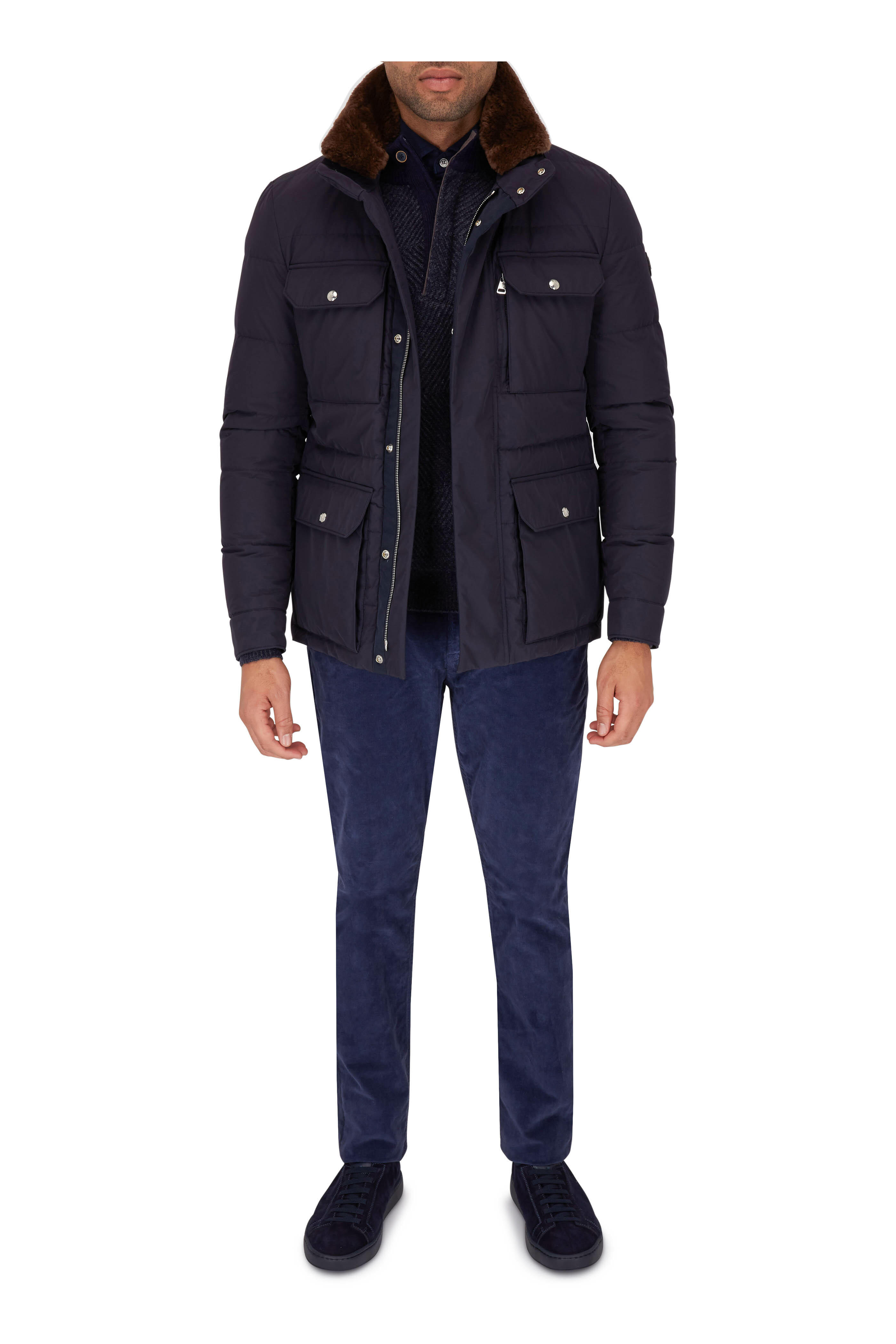 Santoni - Mantis Navy Blue Suede Elasticized Lace Sneaker