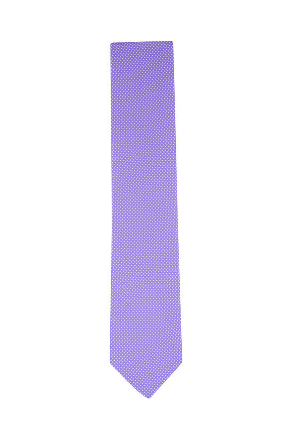 Eton Light Purple Polka Dot Print Silk Necktie
