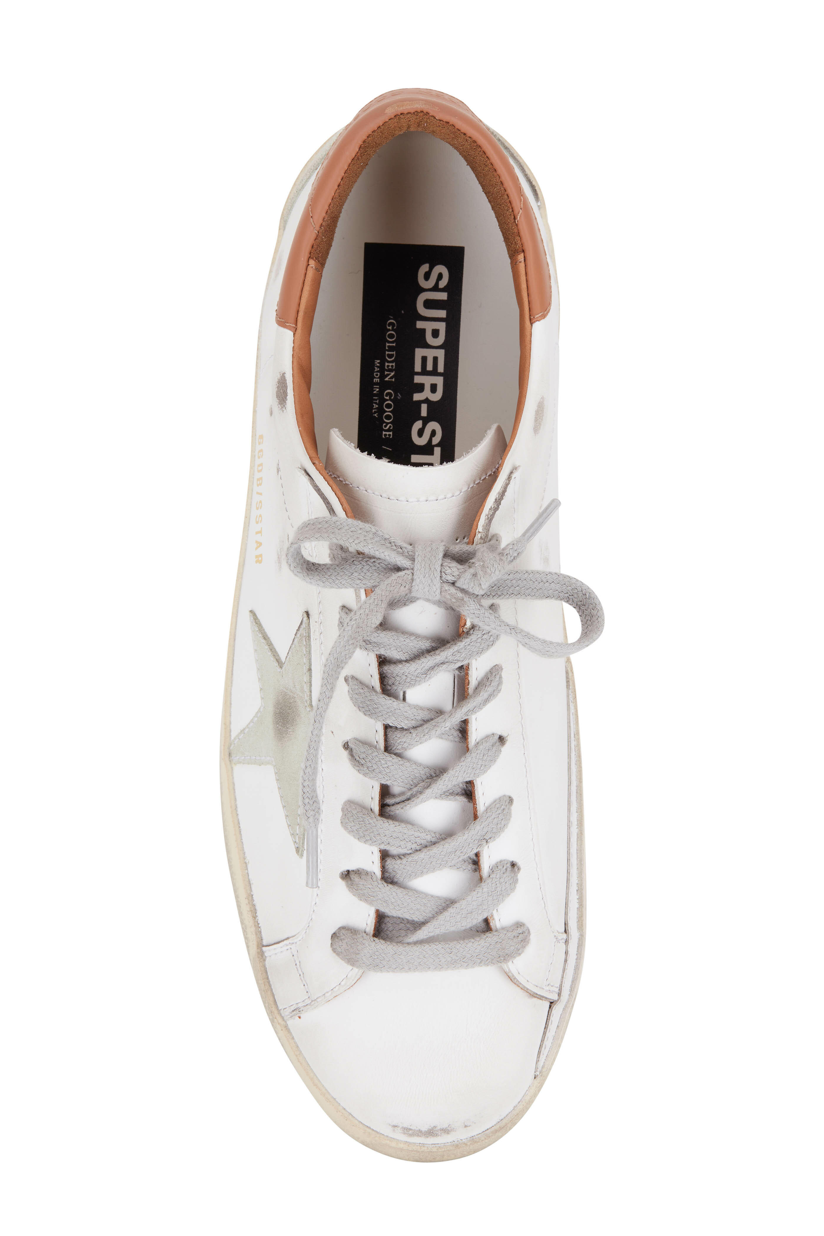 Golden Goose - Super-Star White Leather & Brown Heel Sneaker