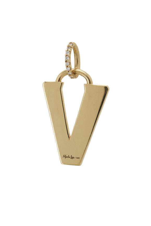 Marlo Laz Large Pavé Initial "V" Charm