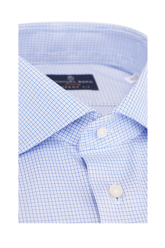 Emanuel Berg Dark Blue Check Cotton Sport Shirt - view 2