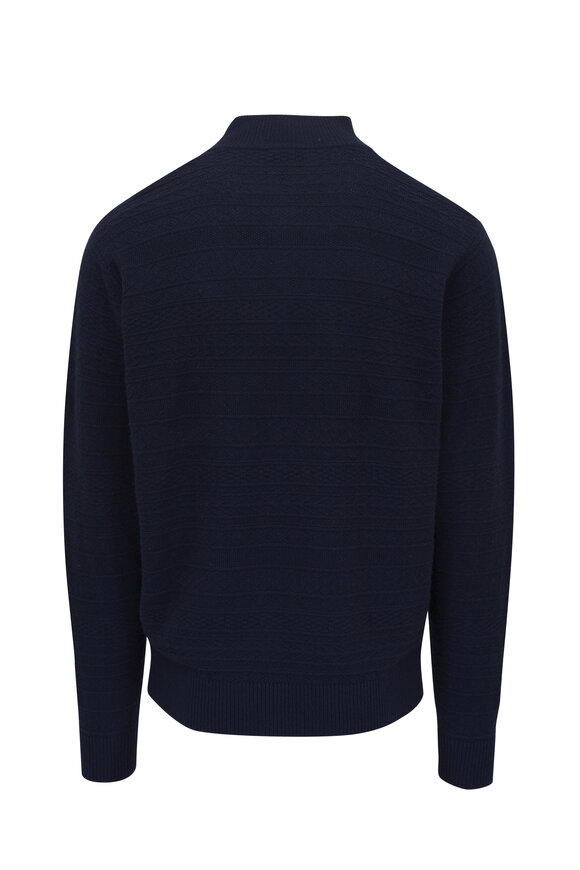 Peter Millar - Crescent Navy Blue Textured Quarter Zip Pullover