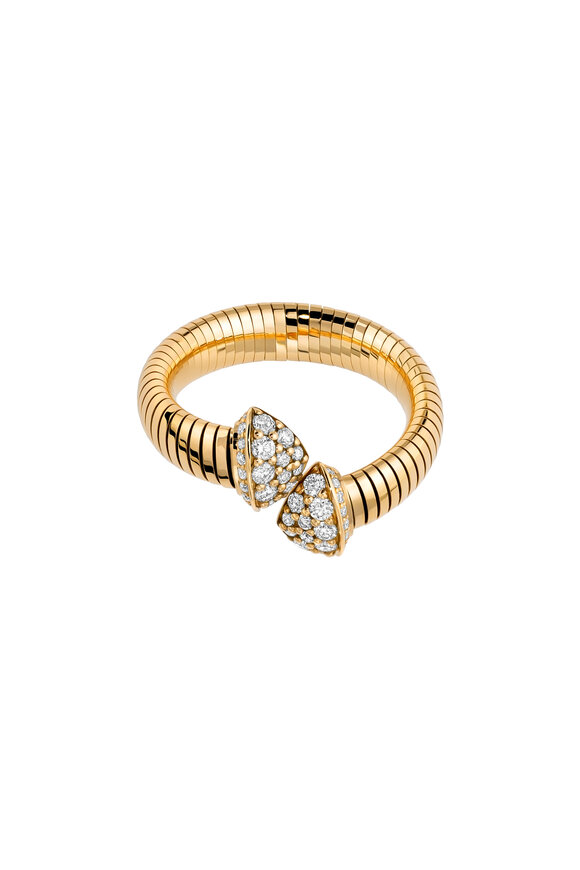 Mattia Cielo Gold Single Diamond Coil Ring