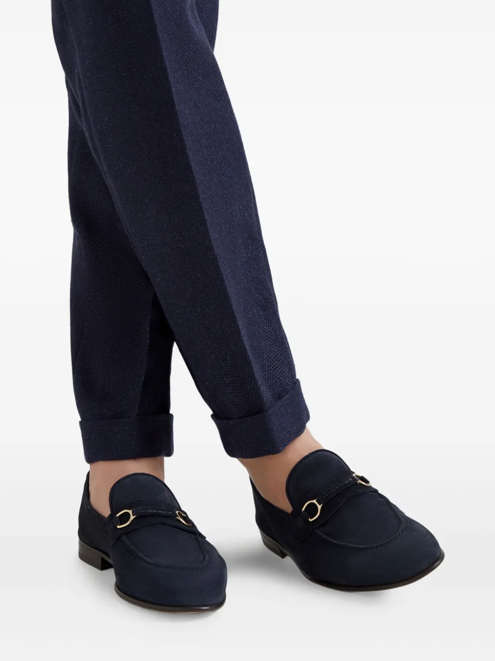 【関税＆送料込み】Brunello Cucinelli Blue Loafers With Mon Brunello Cucinelli - Navy Suede Penny Loafer | Mitchell Stores