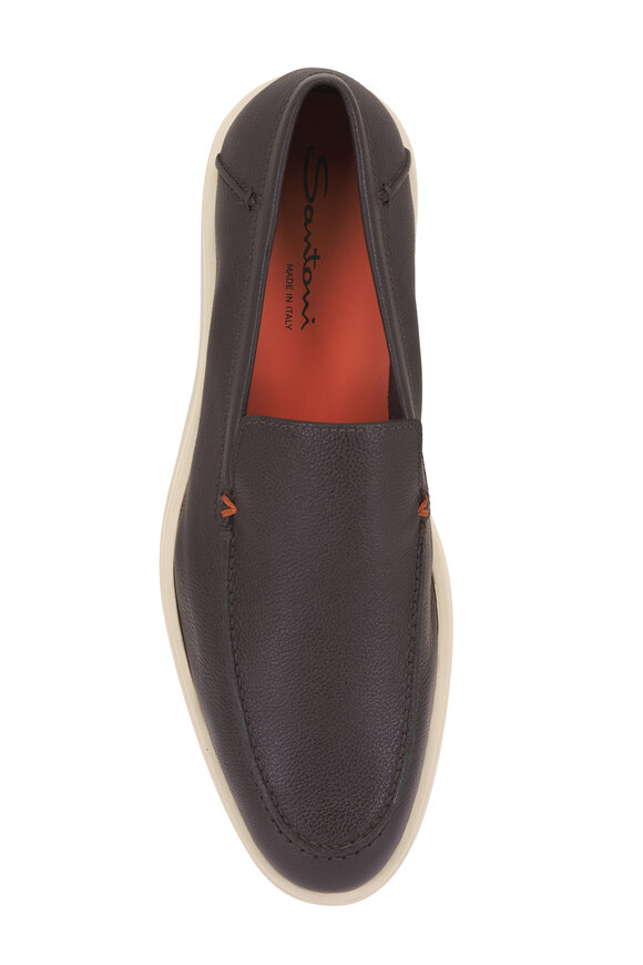 Santoni Botanist Dark Brown Leather Loafer - view 3