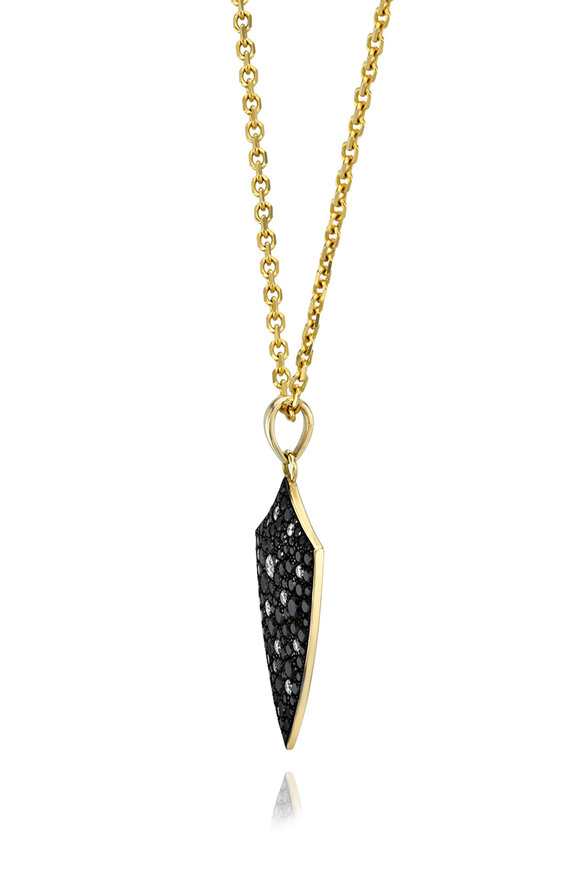 Dru XL Black & White Diamond Sheild Pendant Necklace - view 2