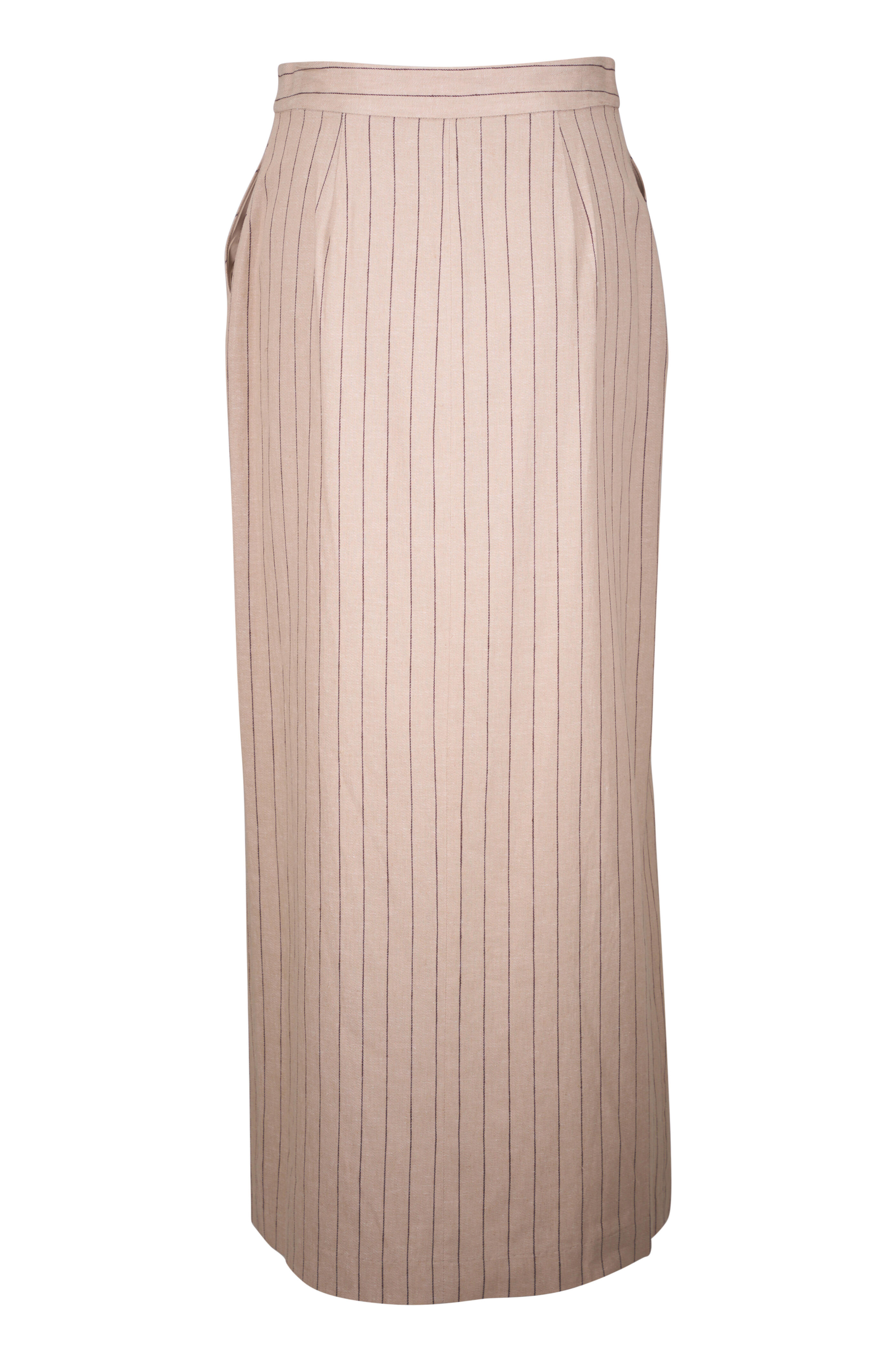 L'Agence - Maceline Tan & Brown Pinstripe Maxi Skirt