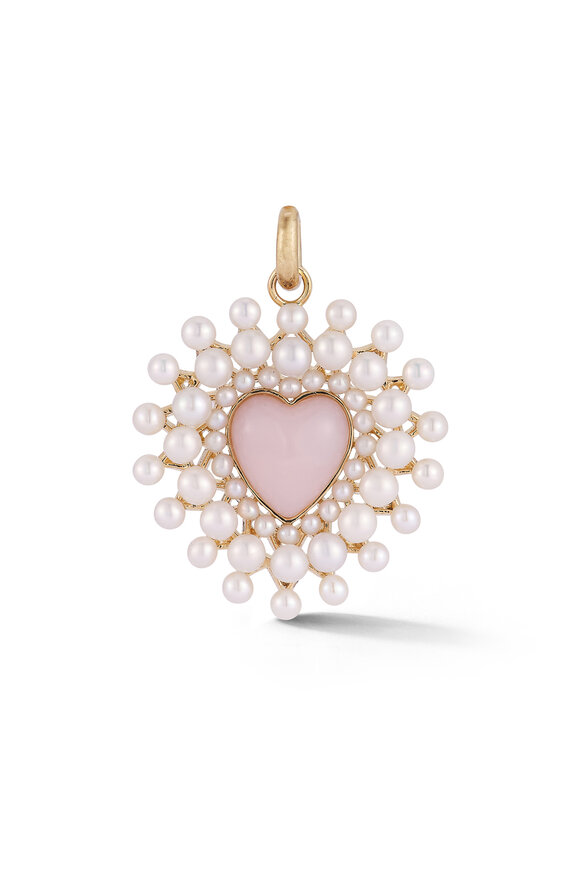 Storrow 14k Gold Opal & Pearl Cluster Juliana Heart Charm - view 1