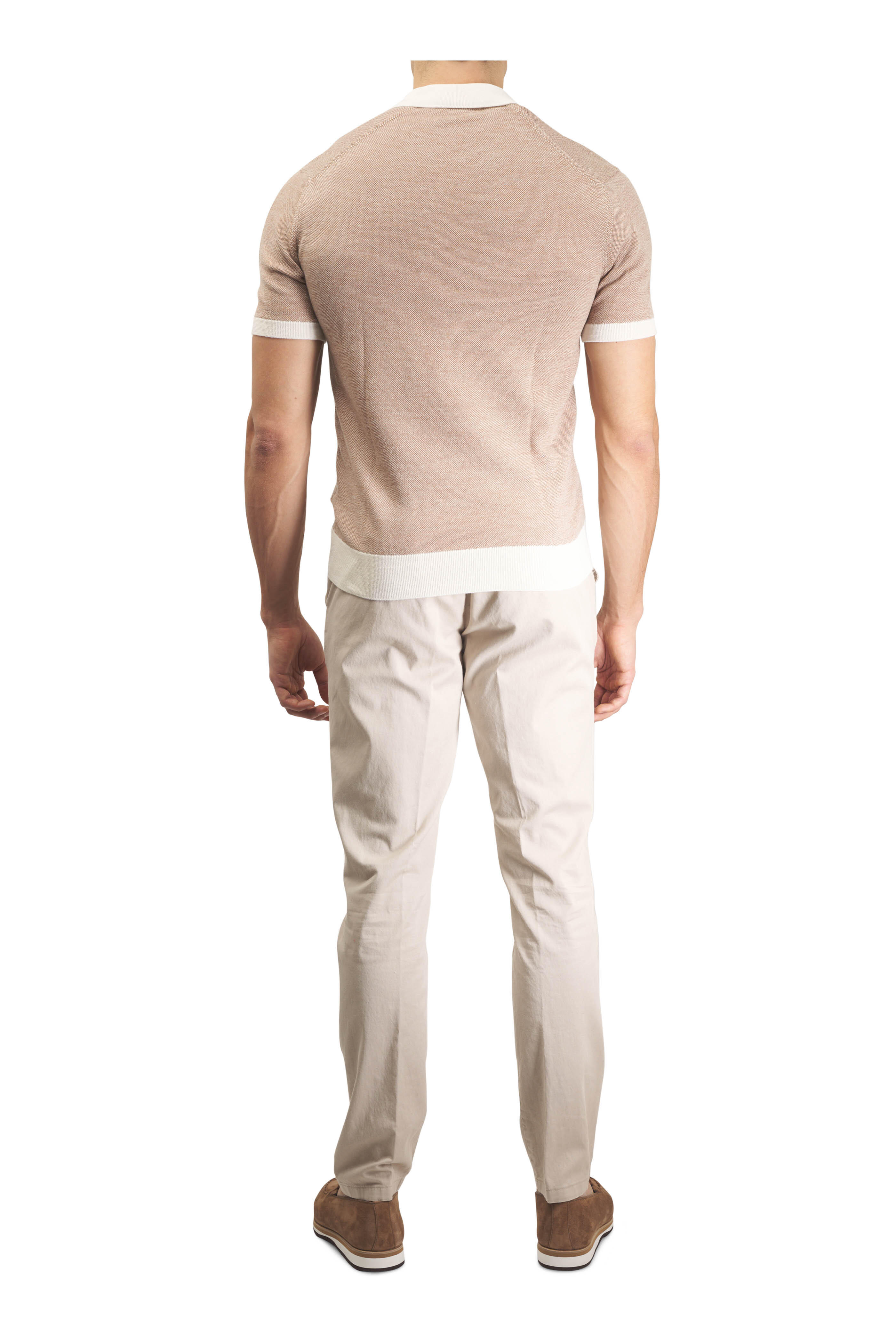 Canali - Beige Twill Flat Front Pant